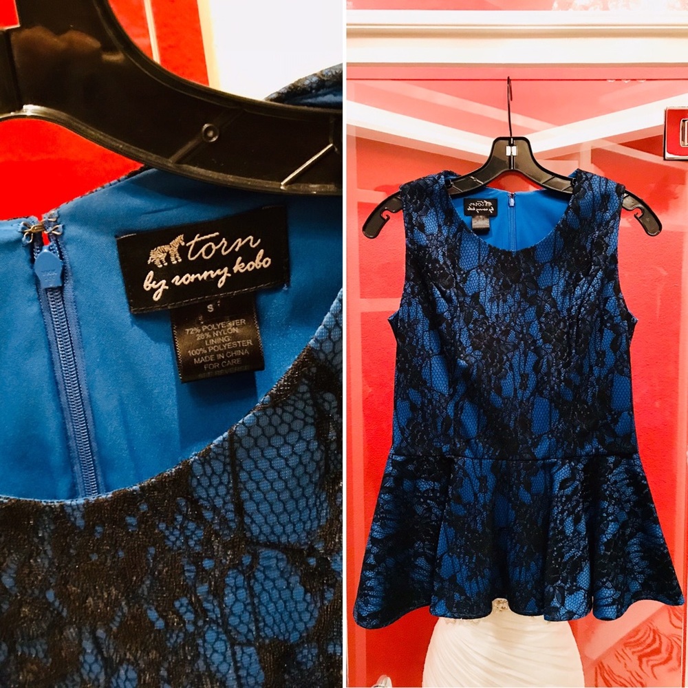 * NWOT Authentic Torn by Ronny Kobo Peplum Top